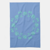 Floral turquoise sur linge bleu serviette main (Vertical)