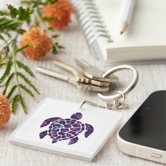 Floral Turtle Sleutelhanger (Voorkant Rechts)