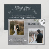  Floral twee foto Bedankkaart (Voorkant / Achterkant)