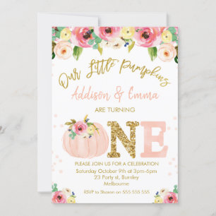  Floral Twins Onze kleine pomkin Birthday Kaart