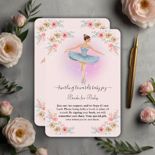 Floral Twirling Ballerina Waterverf Baby shower Informatiekaartje