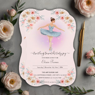 Floral Twirling Ballerina Waterverf Baby shower Kaart