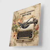 Floral  Typewriter wandklok Vierkante Klok (Hoek)