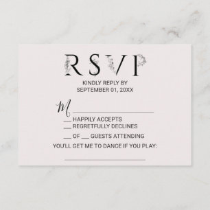 Floral Typography Song Request RSVP Card Kaart