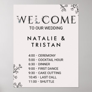 Floral Typography Wedding Order of Events Poster