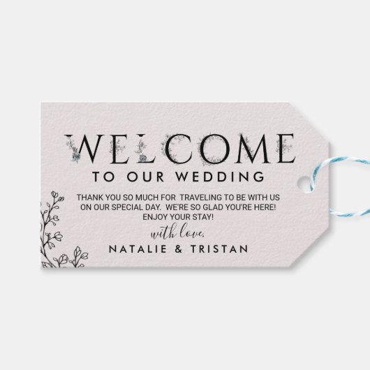 Floral Typography Wedding Welcome Cadeaulabel (Voorkant (Horizontaal))