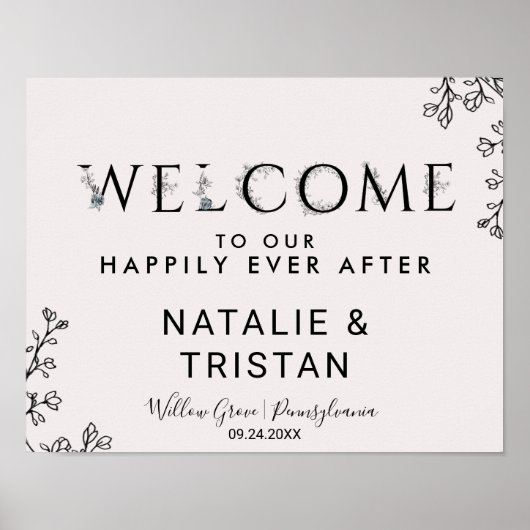 Floral Typography Welcome Wedding Poster (Voorkant)