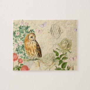 Floral  uilpuzzel met mooie rozen legpuzzel