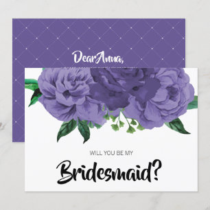 Floral Ultra Violet Paars zijn mijn bruidsmeisje K Kaart