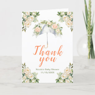 Floral Umbrella Baby shower Bedankkaart