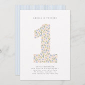 Floral Un premier Invitation d'anniversaire (Devant / Derrière)