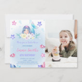 Floral Under the sea Sirène Invitations avec photo (Devant)