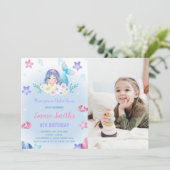 Floral Under the sea Sirène Invitations avec photo (Debout devant)