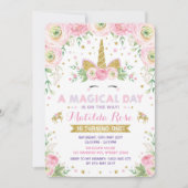 Floral Unicorn Anniversaire Invitation Pink Gold P (Devant)