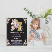 Floral Unicorn Anniversaire Invitations Parties sc (Debout devant)