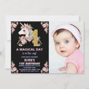 Floral Unicorn Anniversaire Invitations Parties sc