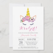 Floral Unicorn Baby shower Kaart (Voorkant)