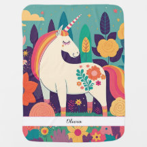 Floral Unicorn Dreams Baby Blanket