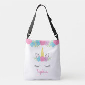 Floral Unicorn Face gepersonaliseerd Crossbody Tas (Achterkant)