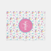 Floral Unicorn Face Gepersonaliseerd Monogram Fleece Deken (Voorkant (Horizontaal))