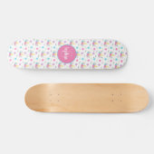 Floral Unicorn Face Gepersonaliseerd Monogram Skateboard (Horizontaal)
