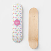 Floral Unicorn Face Gepersonaliseerd Monogram Skateboard (Voorkant)