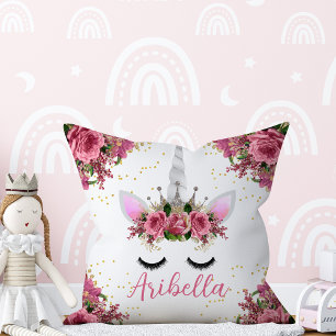 Floral Unicorn Face Reversible Pillow Kussen