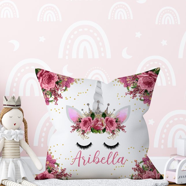 Floral Unicorn Face Reversible Pillow Kussen (Creator heeft geüpload)