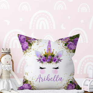 Floral Unicorn Face Reversible Pillow Kussen