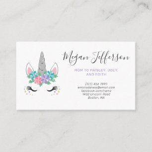 Floral Unicorn Ma Calling Card Visitekaartje
