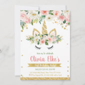 Floral Unicorn Magical Day Birthday Invitation (Devant)