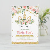 Floral Unicorn Magical Day Birthday Invitation (Debout devant)
