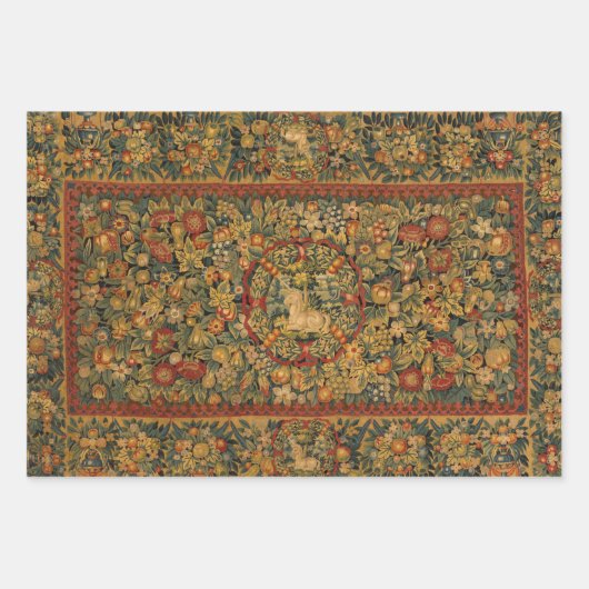 Floral Unicorn Motif Inpakpapier Vel (Voorkant)