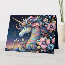 Floral Unicorn Night Fantasy Kaart