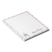 Floral Unicorn Pastel Stripes - Jouw naam toevoege Notitieblok (Schuin)