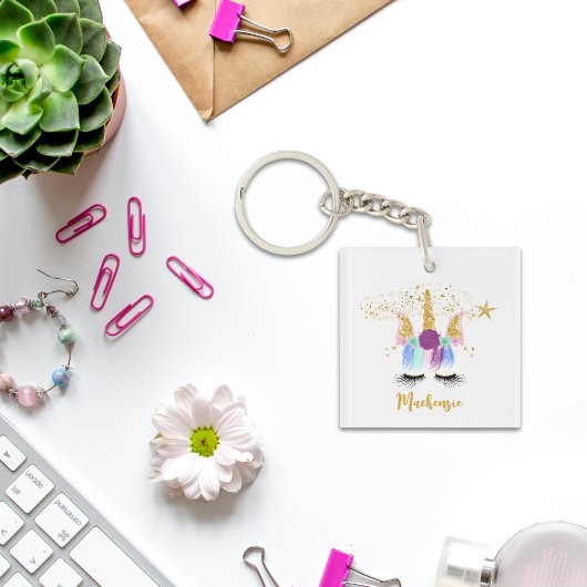 Floral Unicorn Sleutelhanger