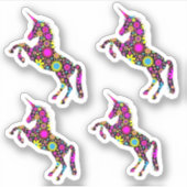 Floral Unicorn Sticker (Voorkant)