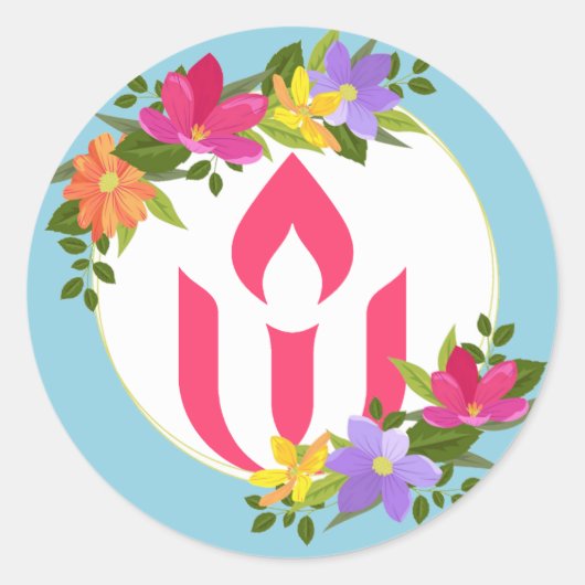 Floral Unitarian Universalist Ronde Sticker (Voorkant)