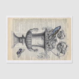 Floral Urn w/ Bird & Butterfly on Dictionary Page Tissuepapier