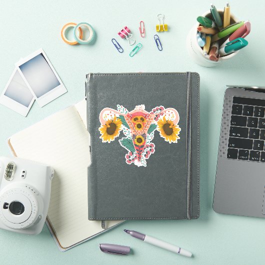 Floral Uterus Anatomy Sticker, Flower Feminist Sticker (iPad Cover)