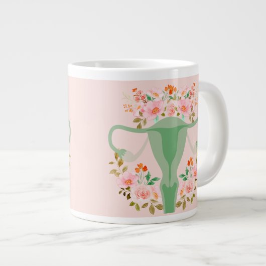 Floral Uterus mok- (Sage) Extra Grote Beker (Voorkant rechts)