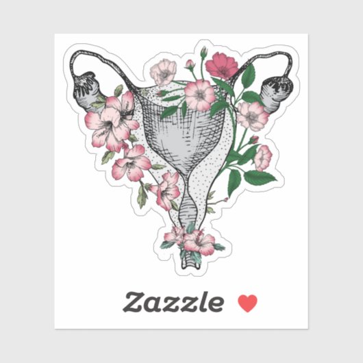 Floral uterus vinyl Sticker (Vel)