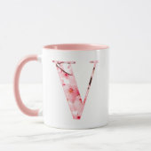 Floral V Initial Mug | Personalized Name & Traits (Gauche)