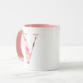 Floral V Initial Mug | Personalized Name & Traits (Devant gauche)