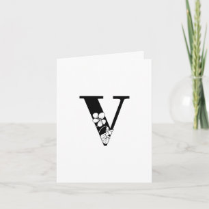 Floral V Monogram op wit Notitiekaartje
