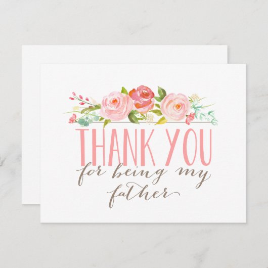 Floral Vader Dank u Bedankkaart (Voorkant / Achterkant)