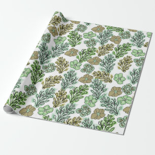 Floral Valencia Green Beige Cadeaupapier