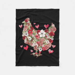 Floral Valentijn Chicken - Westerne Valentijn Mann Fleece Deken