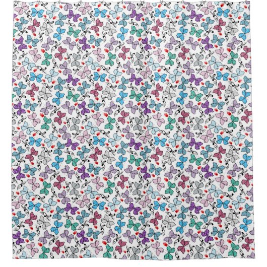 Floral Valentijn Pattern Douchegordijn (Voorkant)