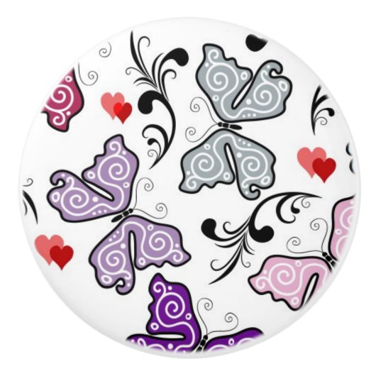 Floral Valentijn Pattern Keramische Knop (Voorkant)